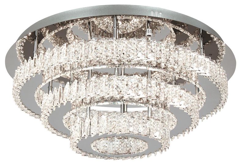 56 Watt LED Stainless Steel Ceiling Fitting with K9 Crystals