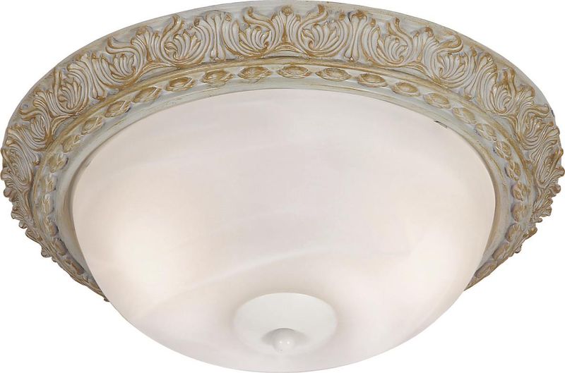 Fossil White Resin Base Ceiling Fitting with Alabaster Glass