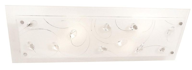 White Patterned Glass with Clear Acrylic Crystals
