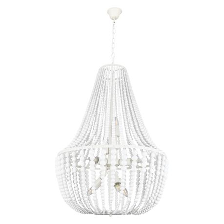 8 Light White Metal Chandelier With 