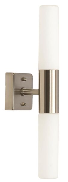Satin Chrome Wall Bracket with Two Sealed Cylindrical Shape White Glasses