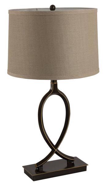 Black and Gold Aluminium Table Lamp With Hessian Shade