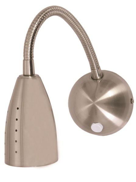Satin Chrome Wall Fitting with Flexible Arm