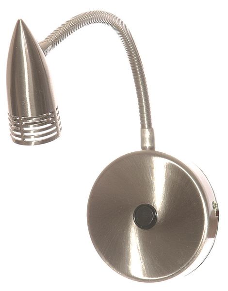 Satin Chrome Wall Fitting with Flexible Bullet Shape Arm and Switch