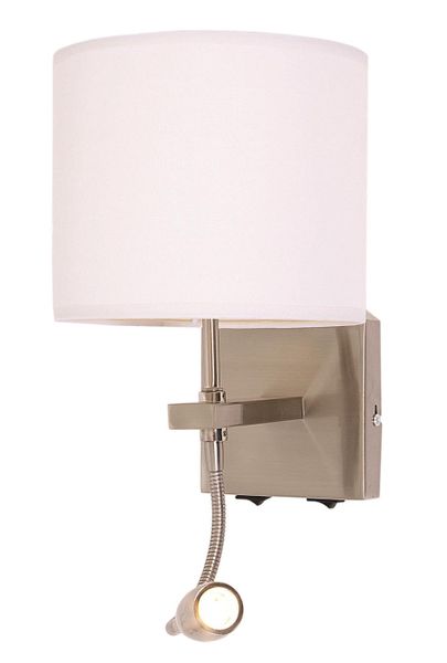 White Shade on Satin Chrome Wall Bracket