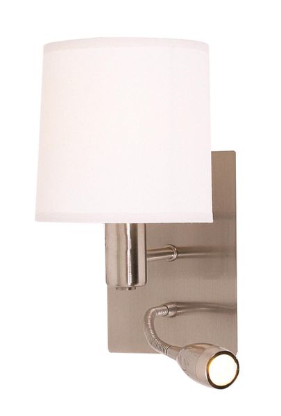 LED White Shade on Satin Chrome Wall Bracket