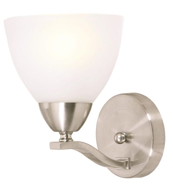 Up or Down Facing Satin Chrome Wall Bracket with Frosted Glass