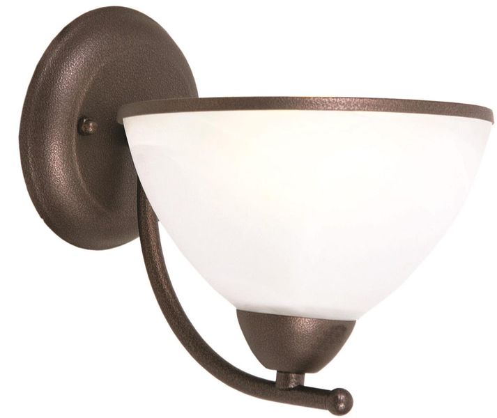 Black / Brown Up Facing Metal Wall Bracket with Alabaster Glass
