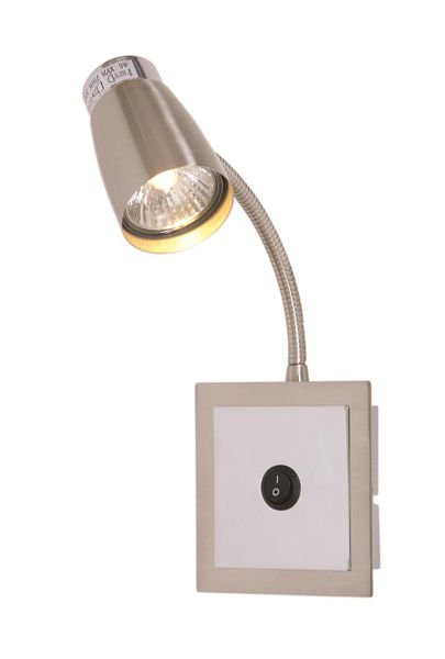 Satin and Polished Chrome Wall Fitting with Switch and Flexible Arm