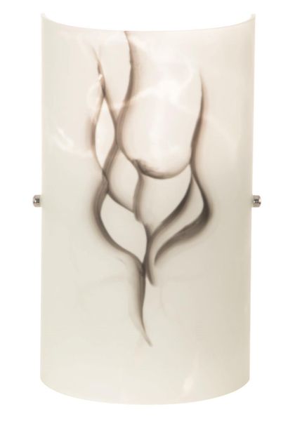 Black Patterned Glass Wall Bracket with Polished Chrome Clips