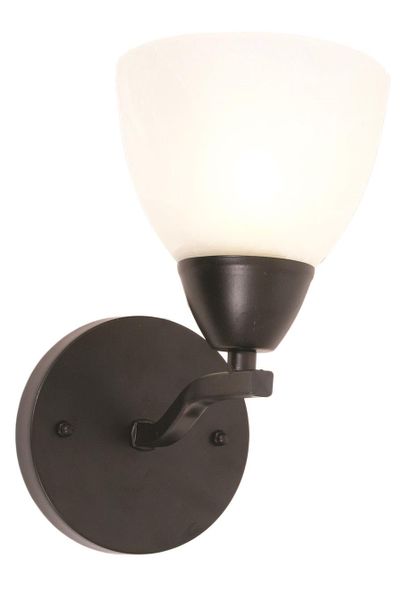 Matt Black Up Facing Metal Wall Bracket with Alabaster Glass