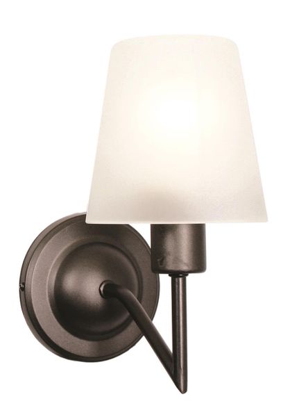 Charcoal Colour Up Facing Metal Wall Bracket with Frosted Glass