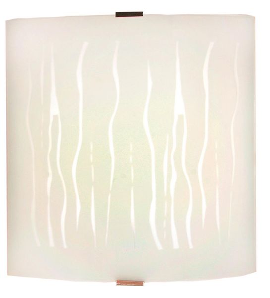 Decorative Wavy Frosted Glass Wall Bracket with Polished Chrome Clips