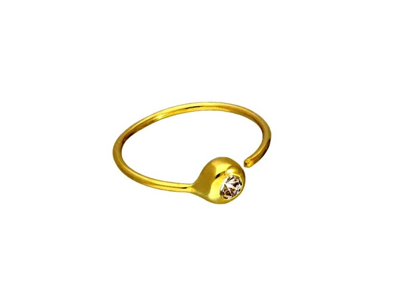 Nose Ring 9ct Gold with a clear cz crystal