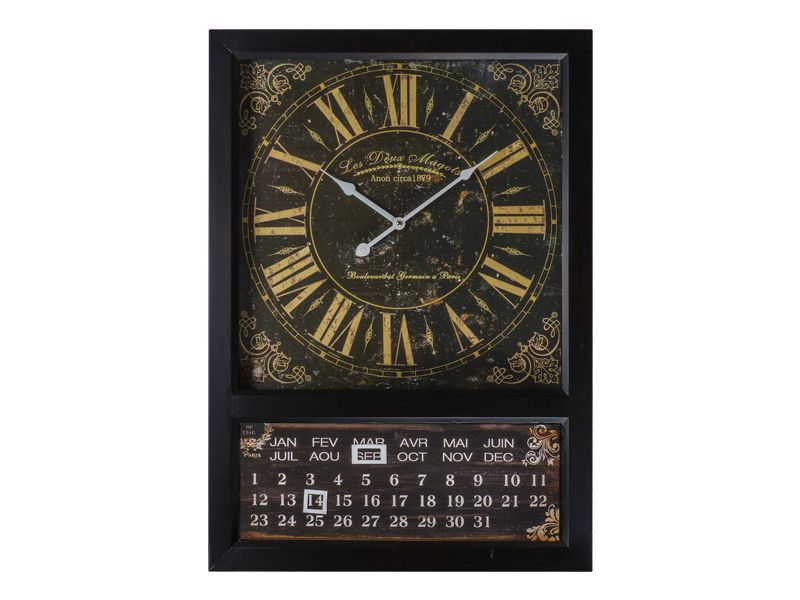 Clock&amp;Calendar Brown Roman Numeral 50x70 cm