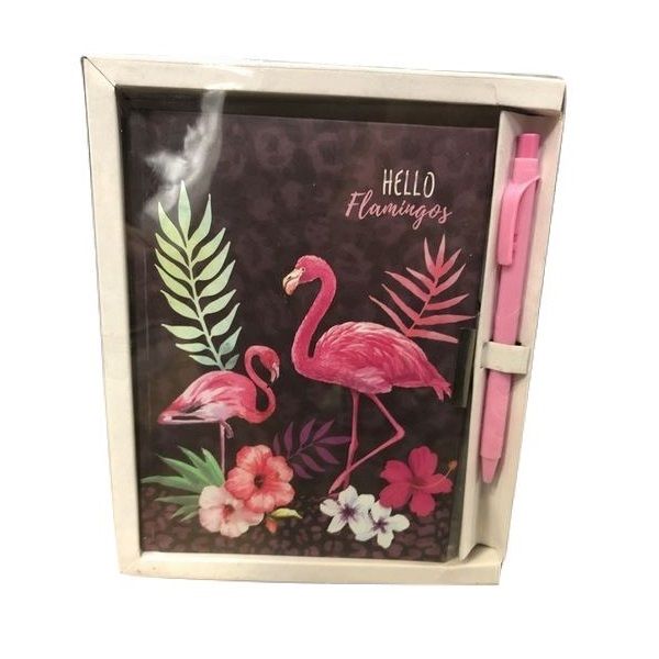 Hello Flamingo Diary With Lock &amp; Pen (13.5cm x 18cm)