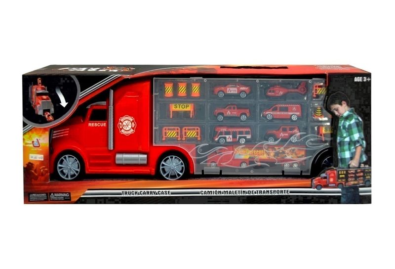 Lrg Truck Carry Case W/ 6 Cars + 1 Truck &amp; Road Signs