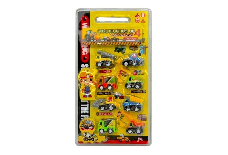 Pull Back Construction Trucks 8 Pce In Clamshell