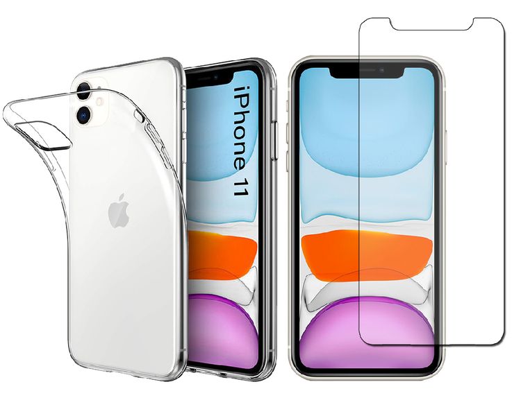 Tempered Glass &amp; Protective Clear Case For iPhone 11