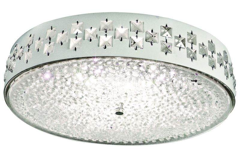 24 Watt LED Ceiling Fitting with Glass and Crystals