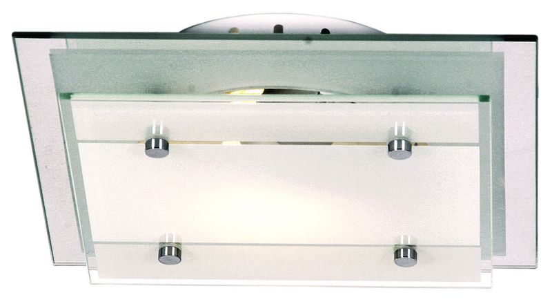 Mirror and Frosted Glass Ceiling Fitting with Polished Chrome Clips