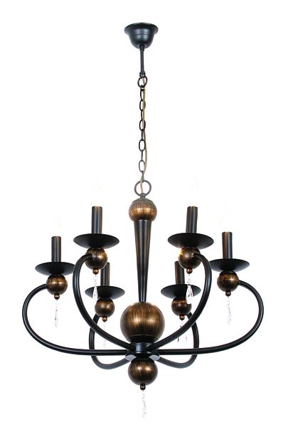 6 Light Black Gold Metal Chandelier