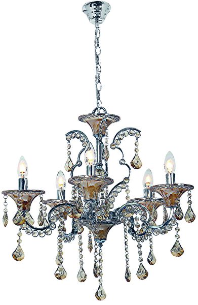 Chrome Chandelier with Amber Acrylic Crystals