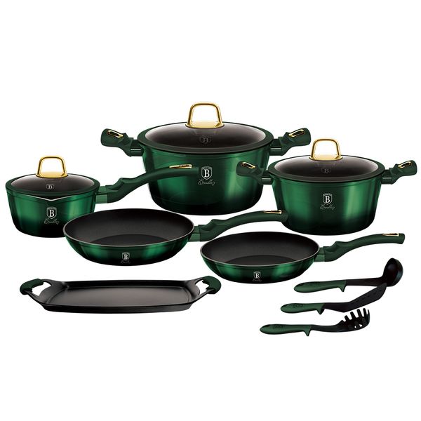 Berlinger Haus 12 Piece Titanium Coating Cookware Set - Emerald Collection
