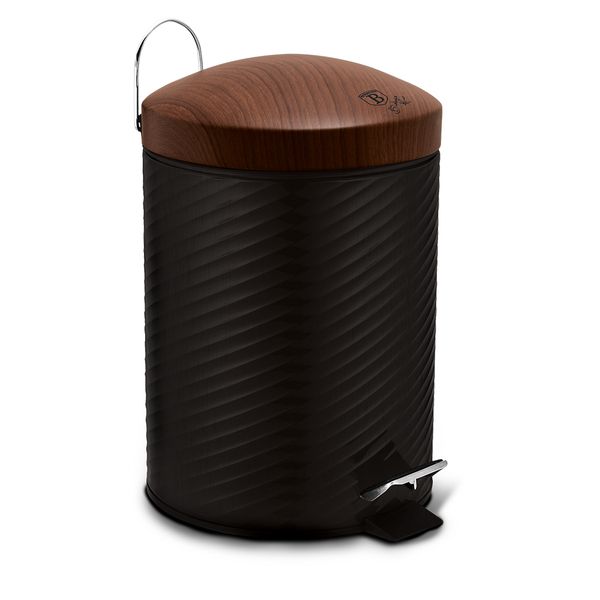 Berlinger Haus 7 Litre Stainless Steel Pedal Bin - Black-Wooden Pattern