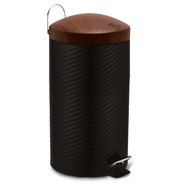 Berlinger Haus 20 Litre Stainless Steel Premium Pedal Bin - Black Wooden Pattern