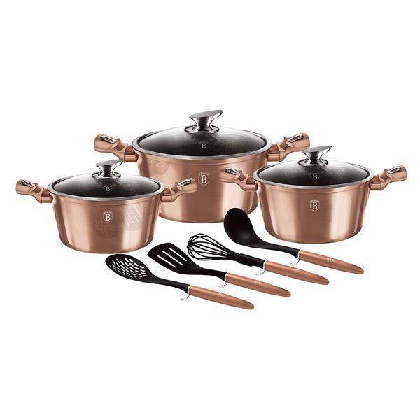 Berlinger Haus 10 Piece Marble Coating Cookware Set - Rose Gold Edition