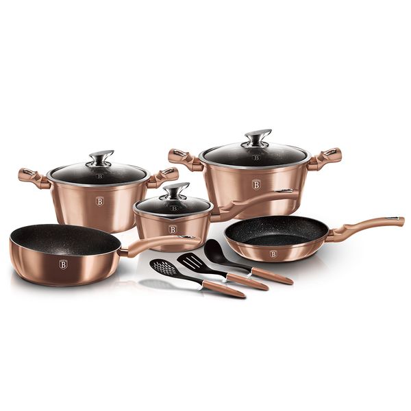 Berlinger Haus 11-Piece Marble Coating Cookware Set - Rose Gold Edition