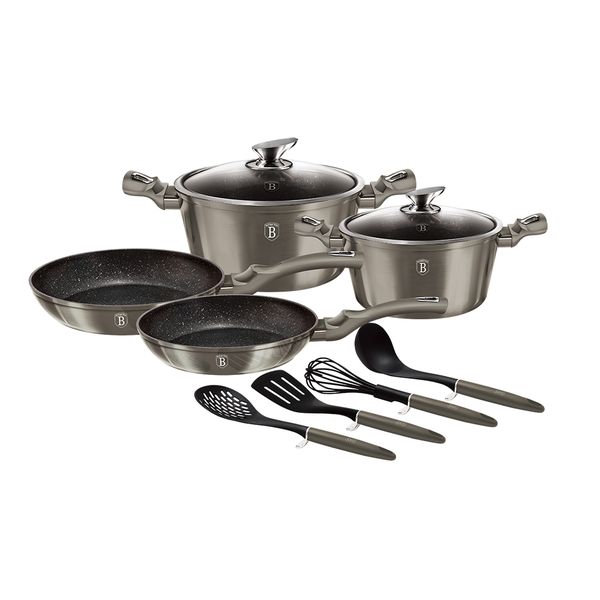 Berlinger Haus 10 Piece Marble Coating Cookware Set - Carbon Metallic