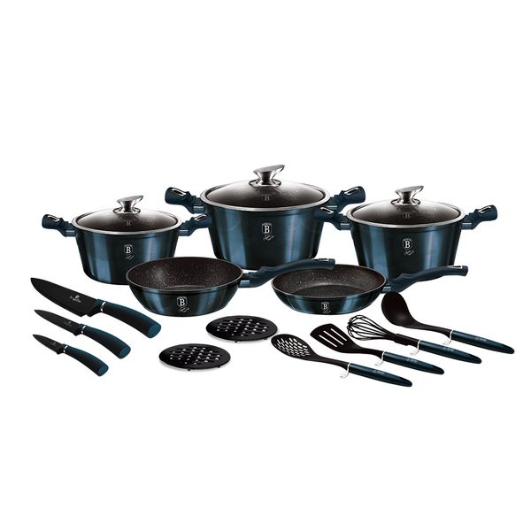 Berlinger Haus 17 Piece Marble Coating Cookware Set - Aquamarine Edition