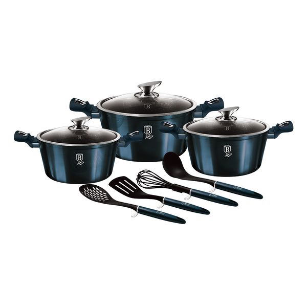 Berlinger Haus 10-Pieces Marble Coating Cookware Set - Aquamarine Edition