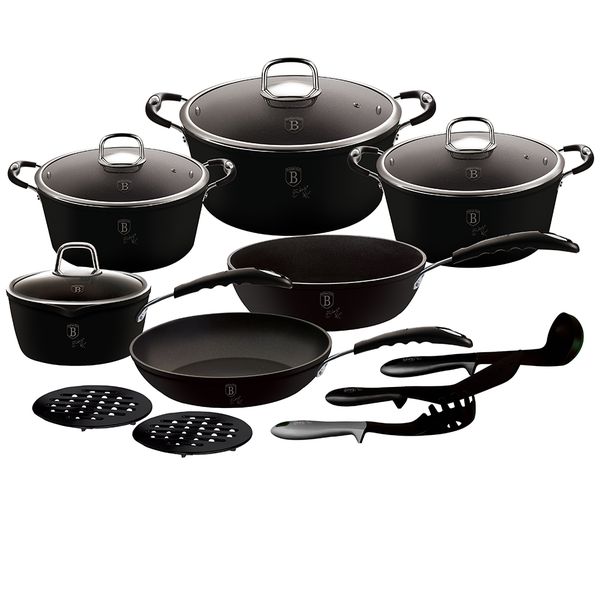 Berlinger Haus 15 Piece Oven Safe Cookware Set - Black Professional Line
