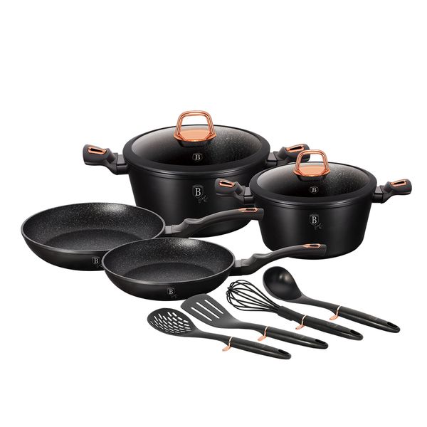 Berlinger Haus 10 Piece Marble Coating Cookware Set - Black Rose Collection