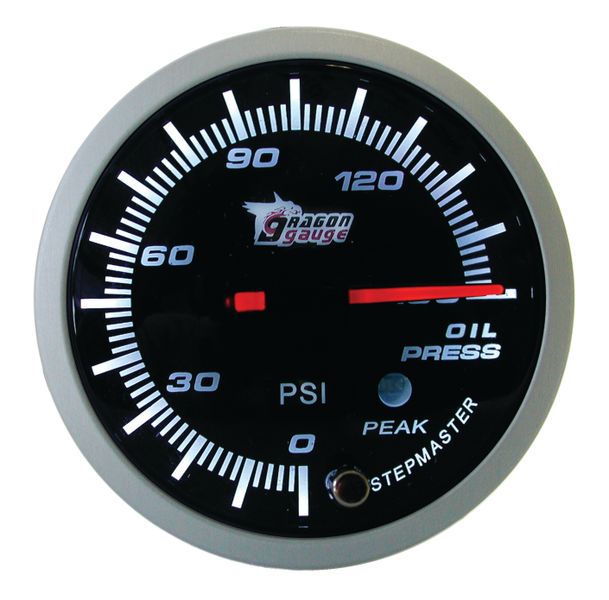 Dragon Gauge 60mm Oil Pressure Gauge - PSI - Silver and Black