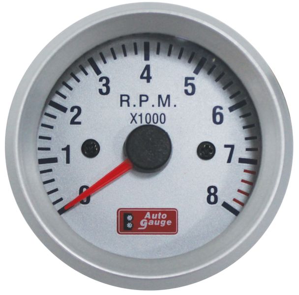 Auto Gauge 52mm Tachometer / Rev Counter - Silver