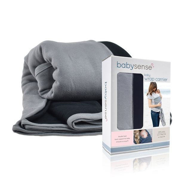 Baby Wrap Carrier - Black &amp; Grey