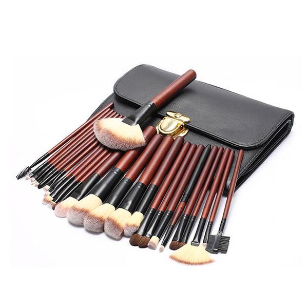 26 Piece Professional Eye Face Makeup Brush Cosmetic Set with Leather Bag
