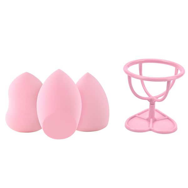 3 Piece Makeup Sponge Cosmetic Puff Egg with One Holder - Wine Red