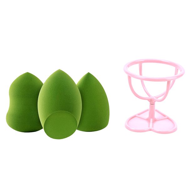 3 Piece Makeup Sponge Cosmetic Puff Egg with One Holder - Wine Red