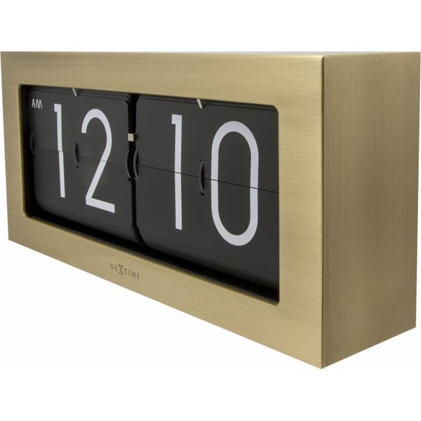 NeXtime 36cm Big Flip Metal Wall or Table Clock - Gold