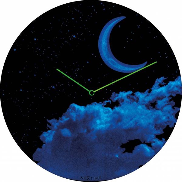NeXtime 35cm New Moon Dome Glow-In-The-Dark Glass Wall Clock