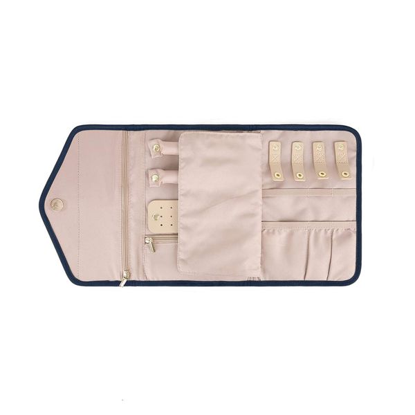 Foldable Travel Jewelry Organizer Rings Necklaces Jewelry Case - Lake Blue