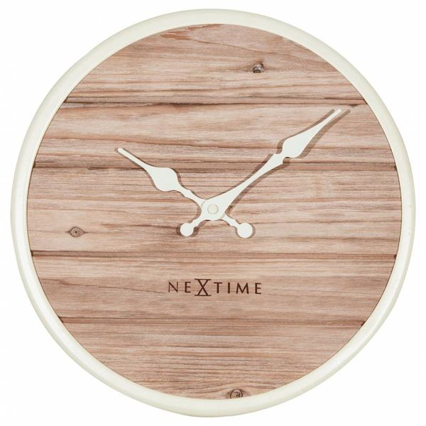NeXtime 30cm Plank Wood Round Wall Clock - Designed by Jette Scheib