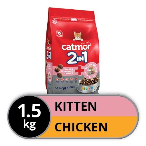 Catmor - Dry Kitten Food - 2in1 Chicken Chunks + Calcium Milky Balls 1.5kg