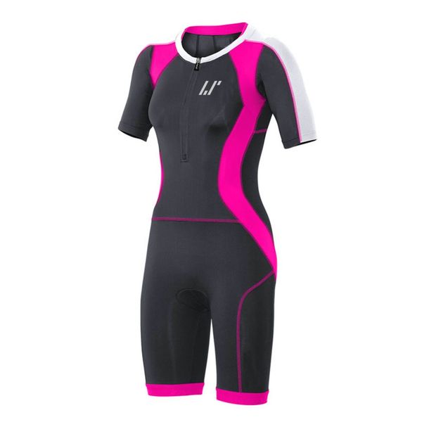 LP Ladies Sleeved Triathlon Suit - Black/Pink