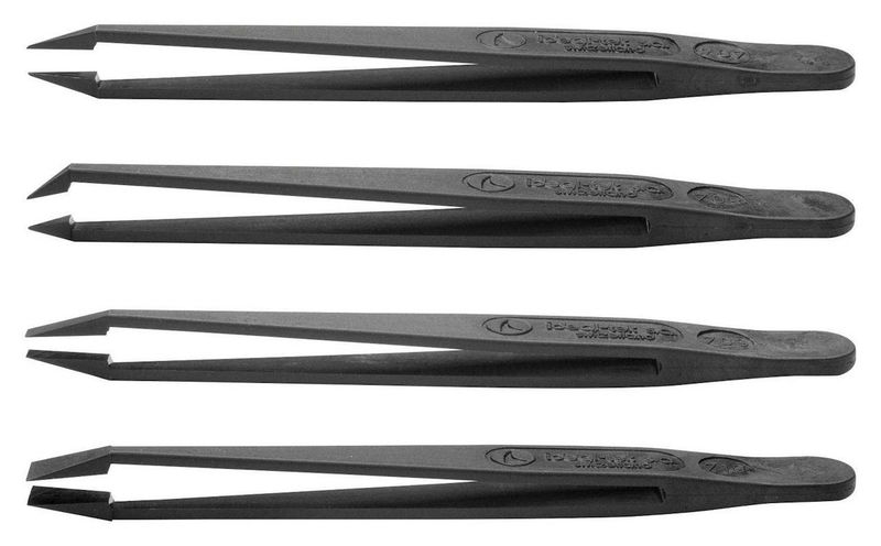 Tweezer, Kit, Carbon Fibre, ESD, 4 Pieces